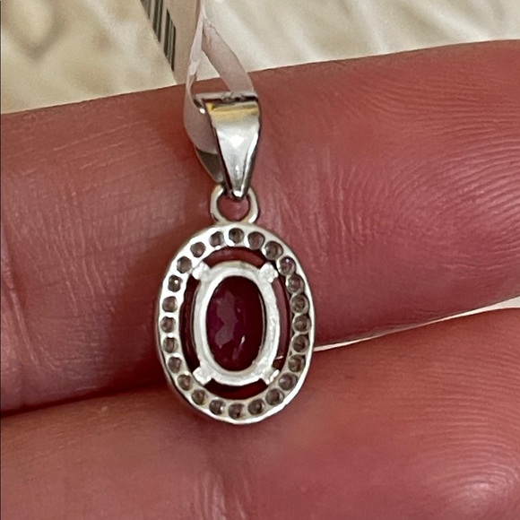 Elegant Natural Rhodolite Garnet Gemstone Halo Pendant in 925 Sterling Silver - Picture 5 of 6